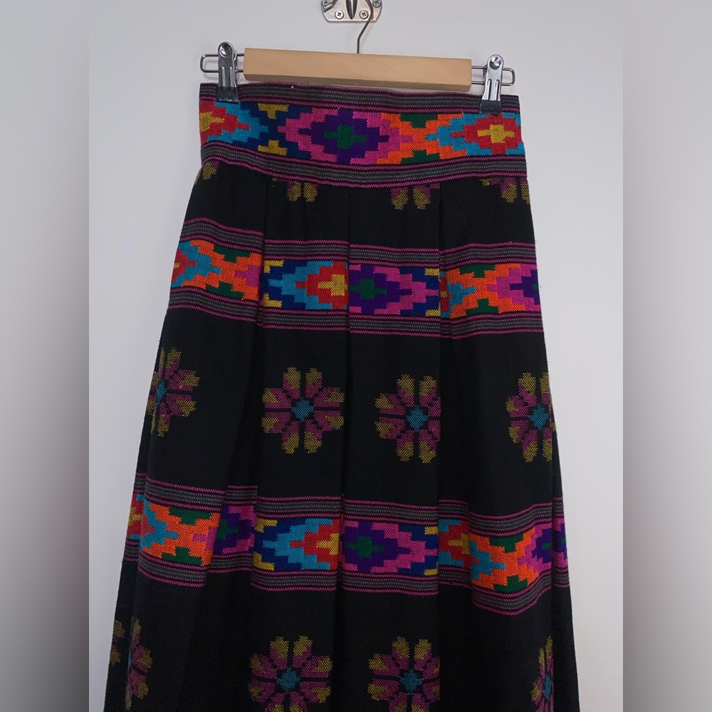 Vintage 1970s Anthony Muto for Saz II Wool Skirt – Boho Folk Artisan Woven - Picture 3 of 15